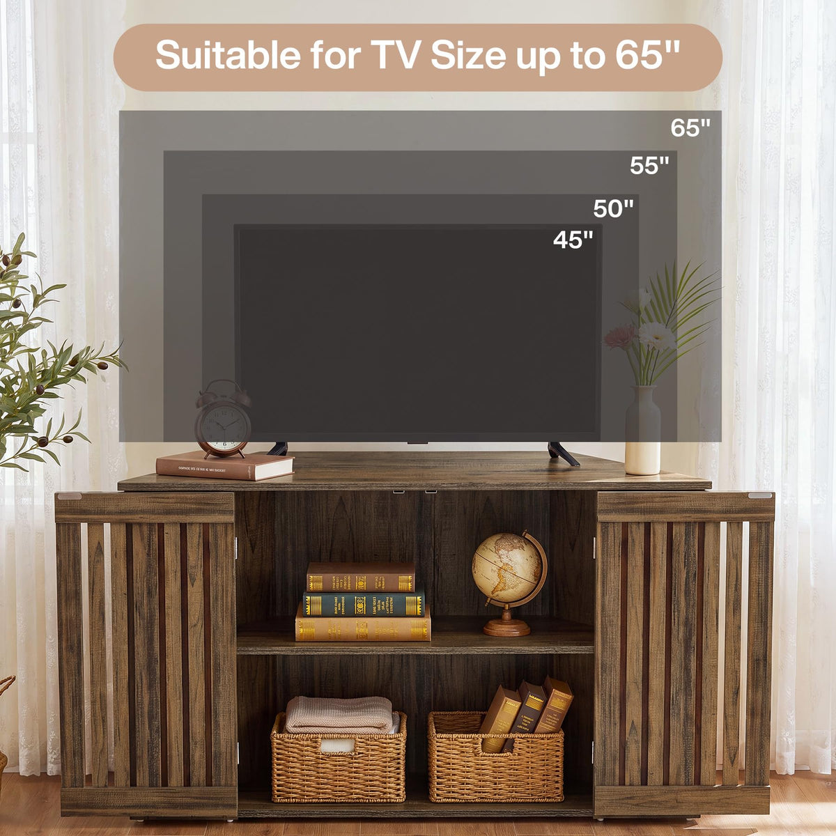 53" Farmhouse Corner TV Stand with Storage O3393