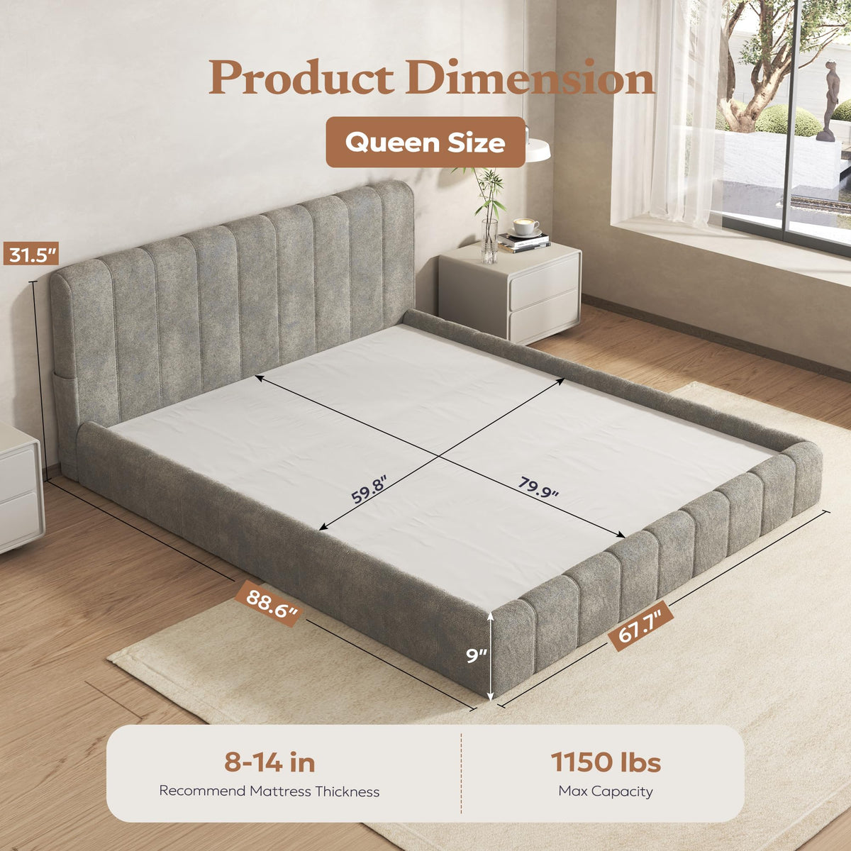 Queen Cloud Bed Frame P441
