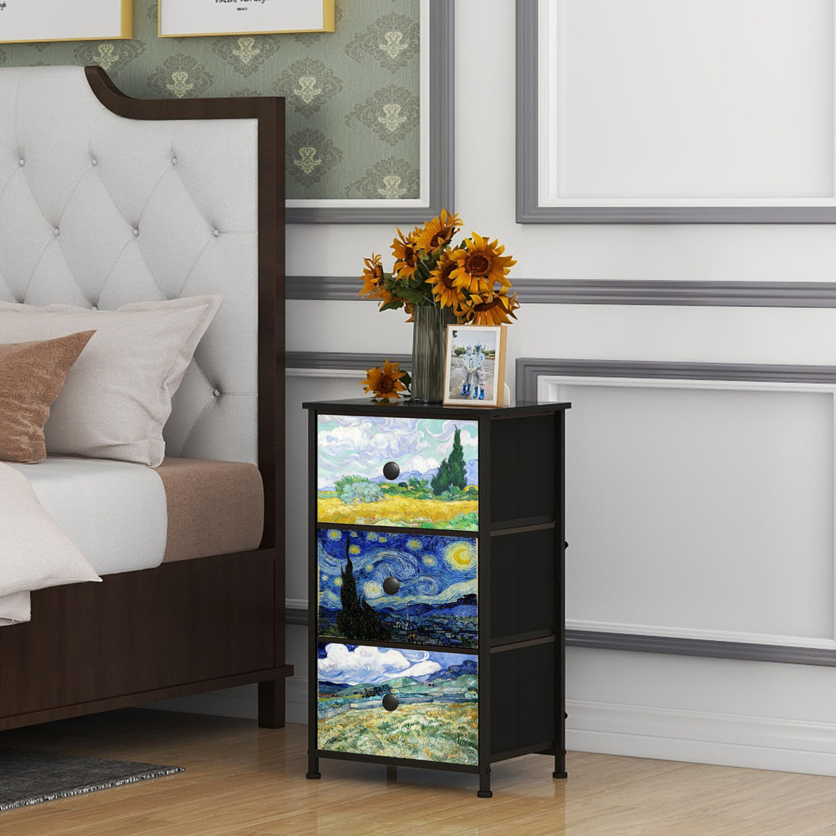 3 Drawer Dresser with Steel Frame Wood Top X258867