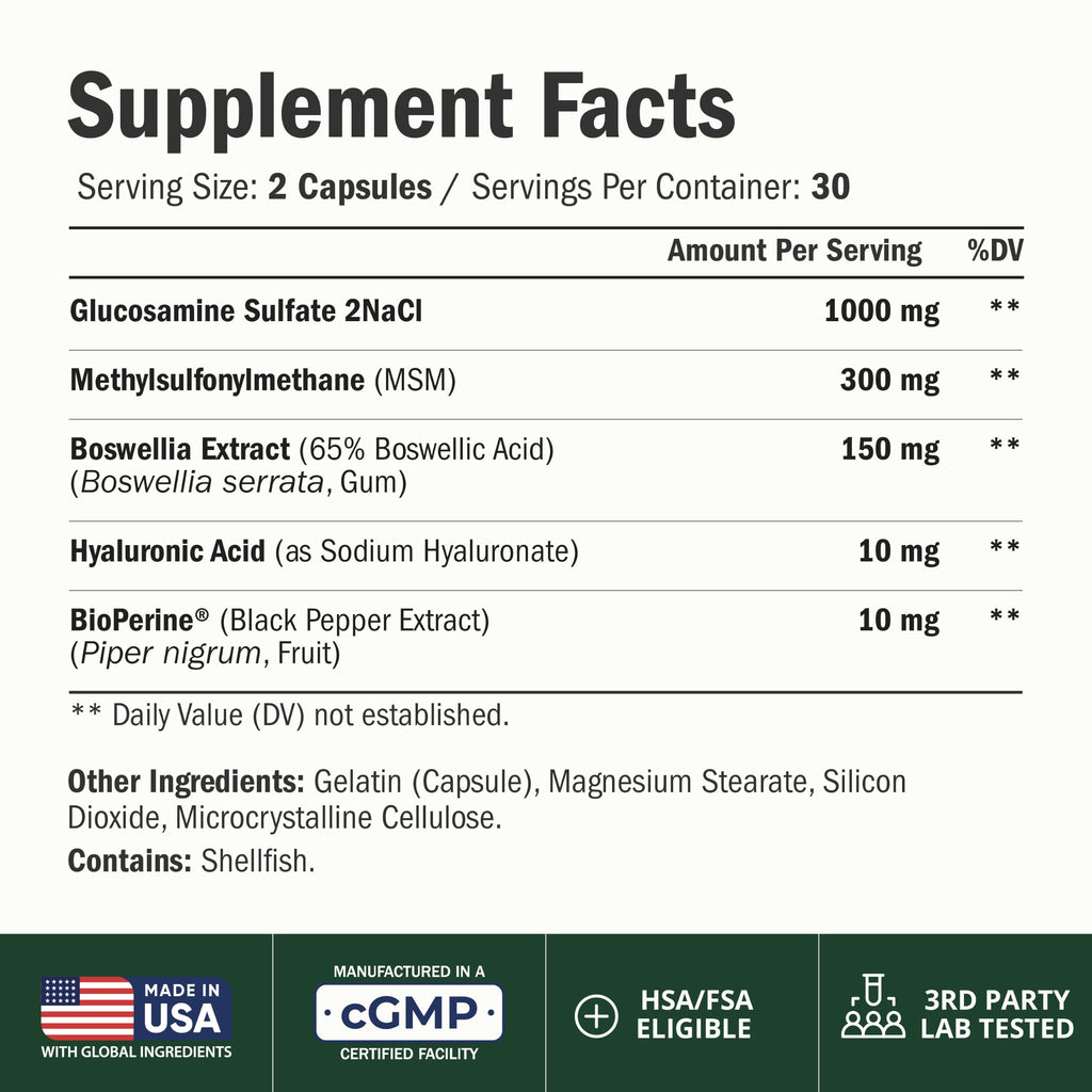 Glucosamine Sulfate 1000mg Joint Supplement 60 Caps Y536942