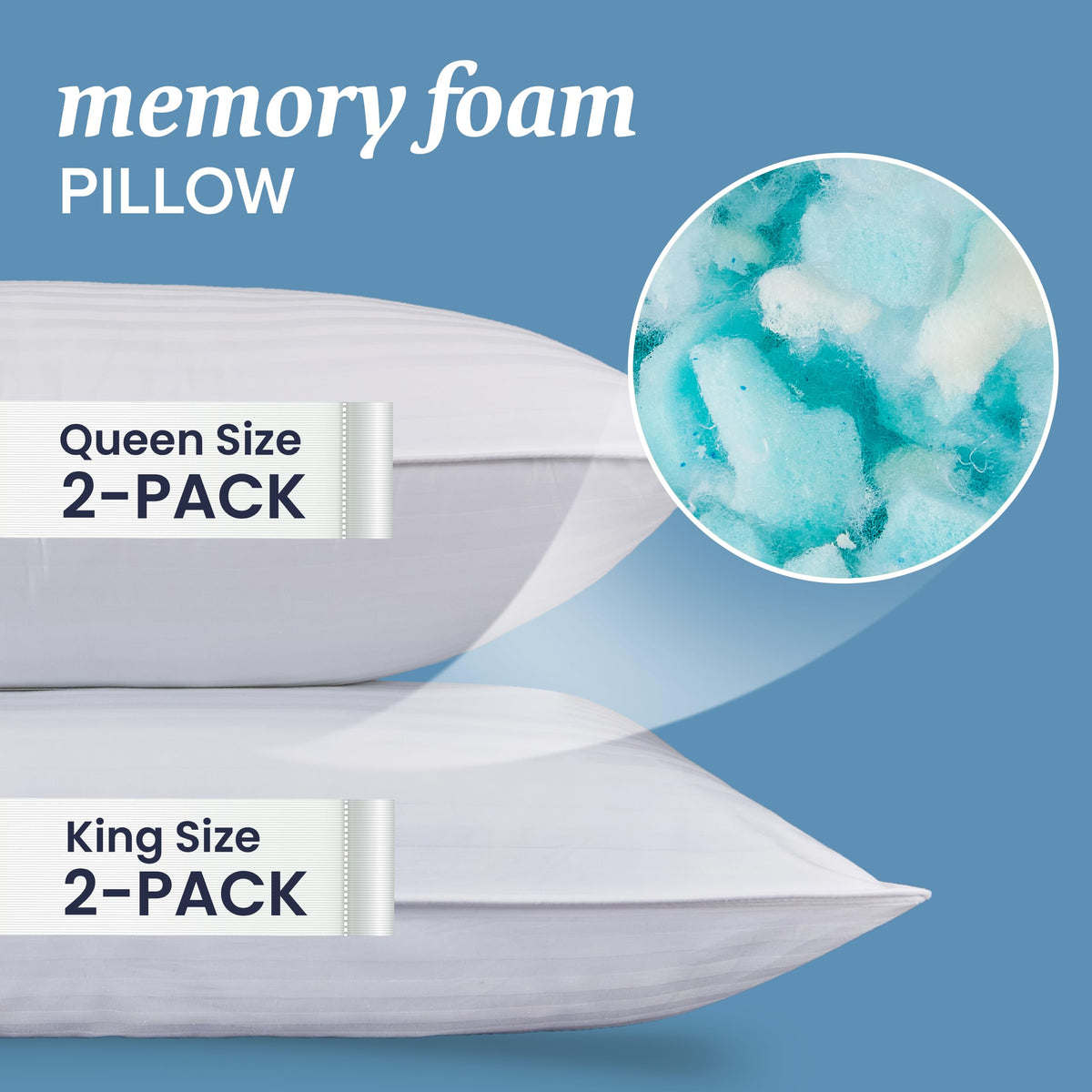 4 King Pillow Set Down Alt Memory Foam W78487
