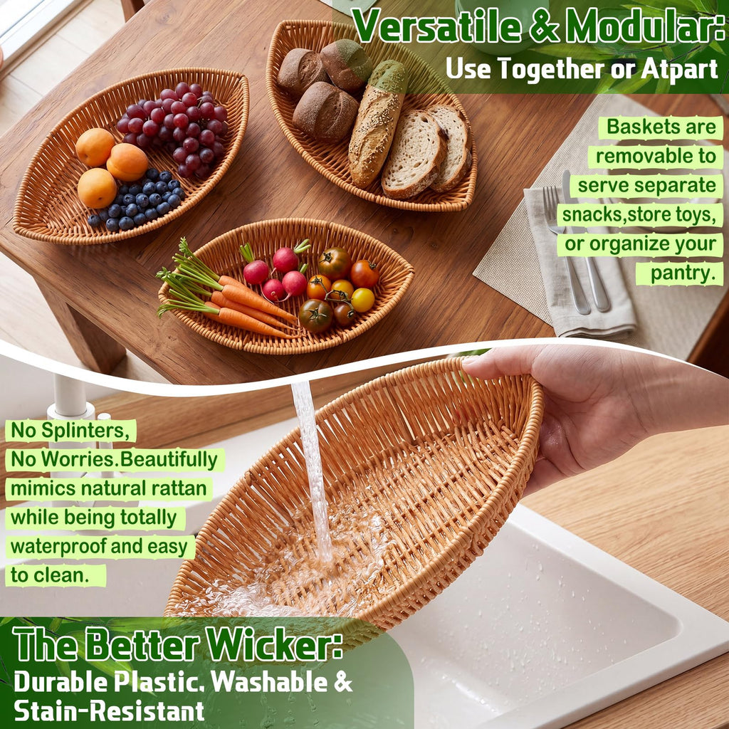 3 Tier Rattan Fruit Basket B347