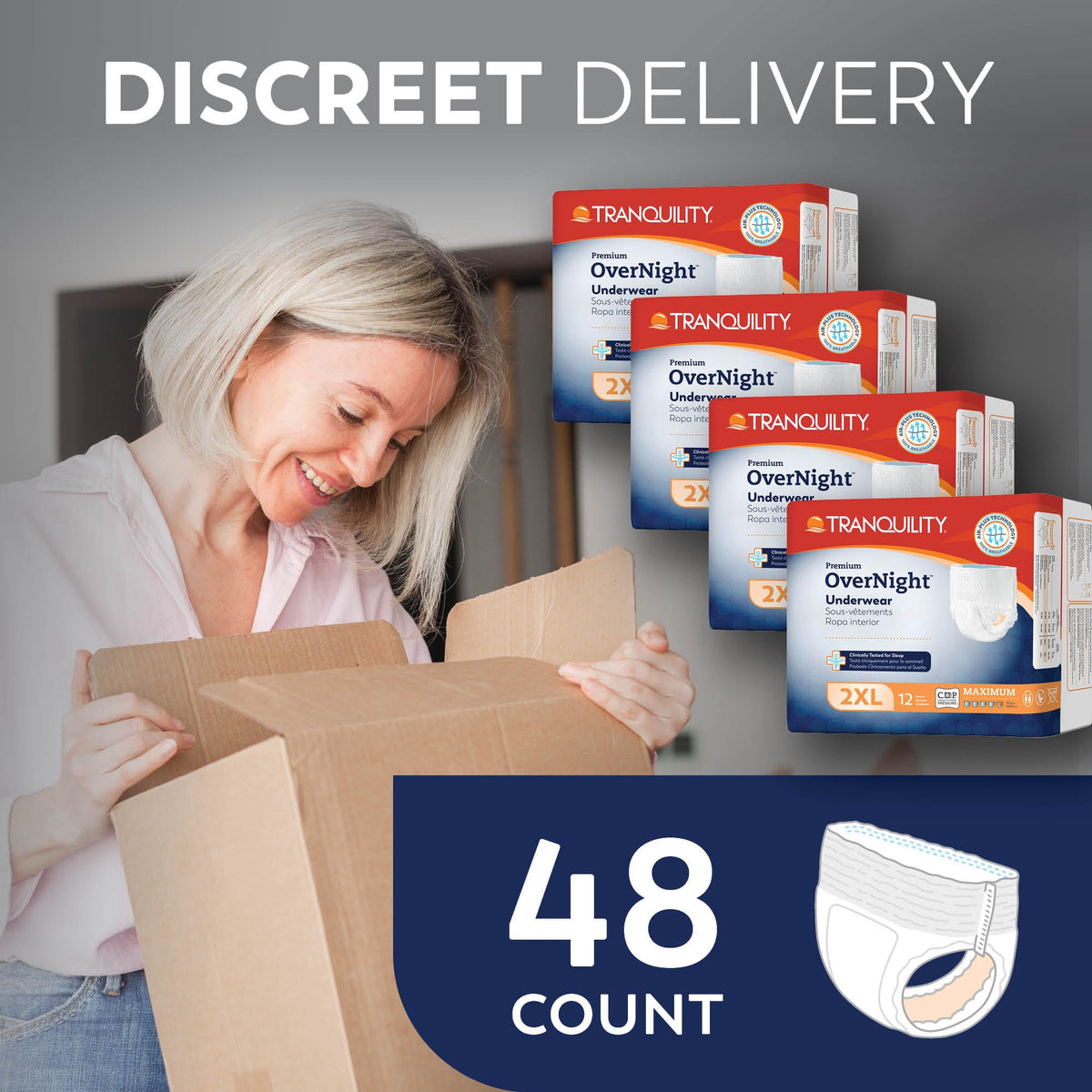 2XL Disposable Absorbent Underwear 48 Count Y777763