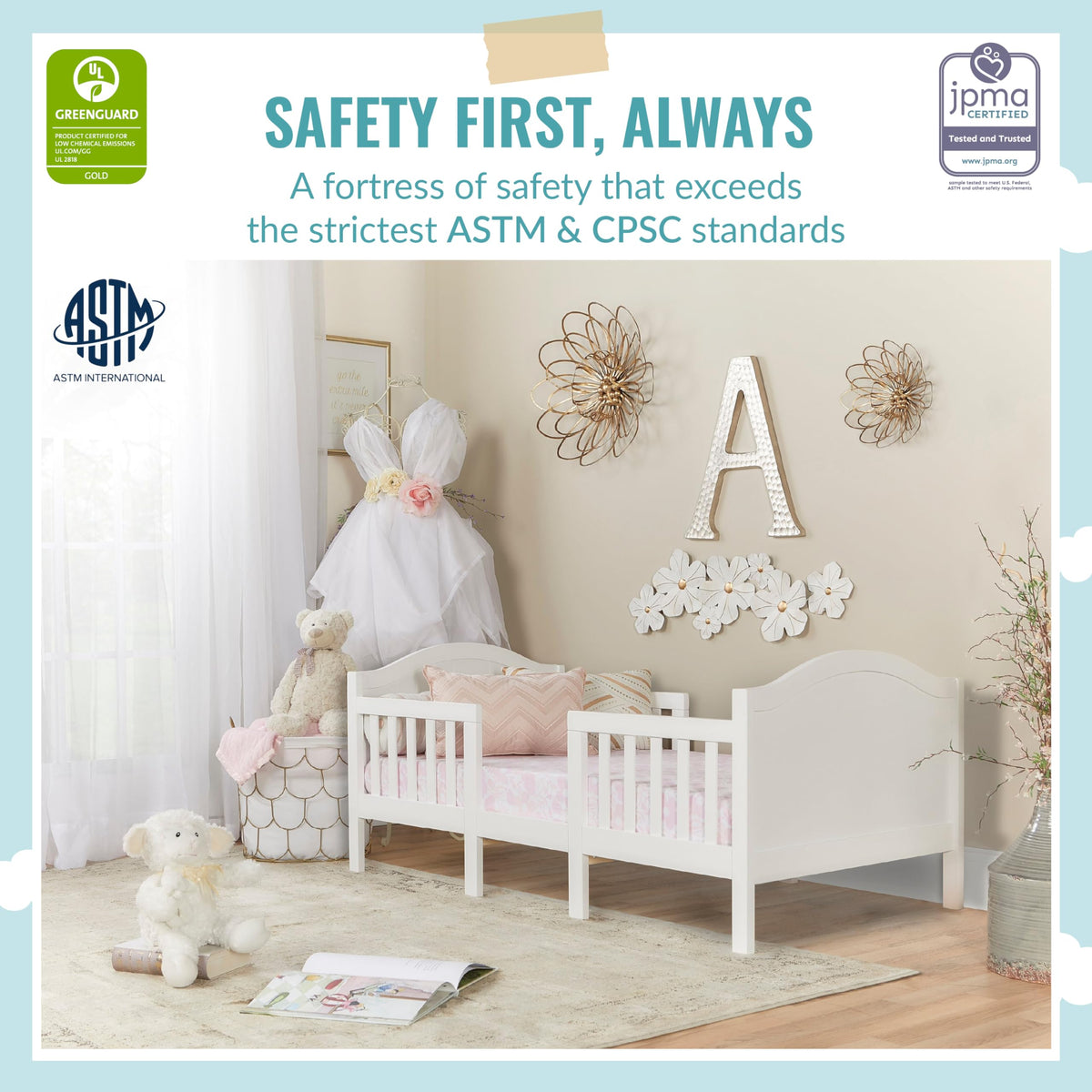3 in 1 Convertible Toddler Bed and Firm Fiber Crib Mattress C13985