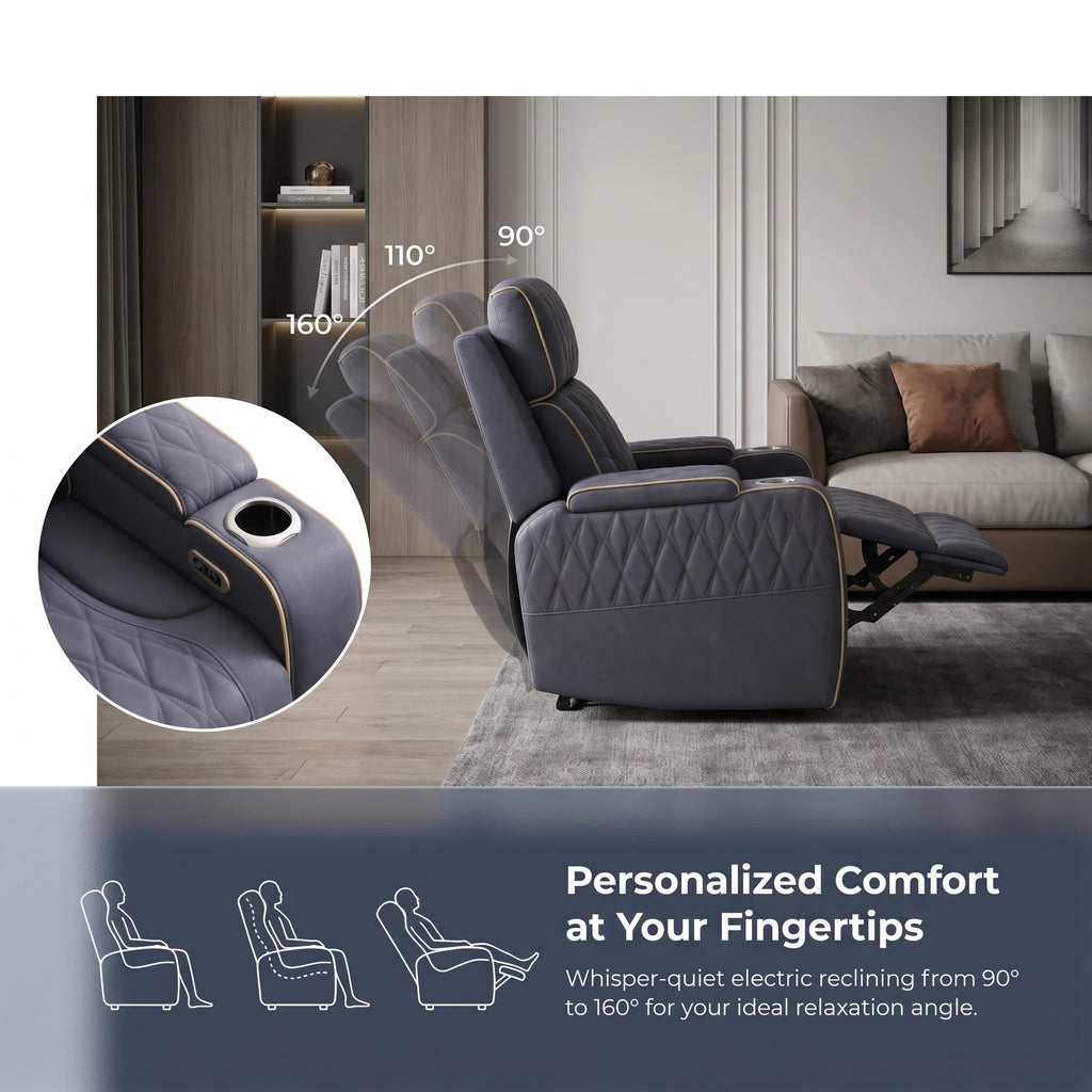 3 Piece Leather Power Recliner Sofa Set with LED Lights H7969