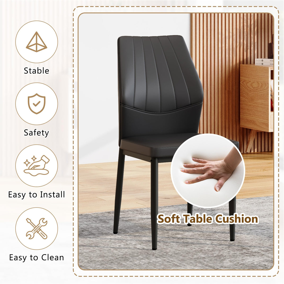Black PU Leather Dining Chairs Set of 4 U247