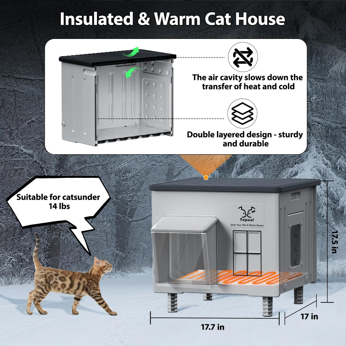 Heated Waterproof Insulated Cat House M983374