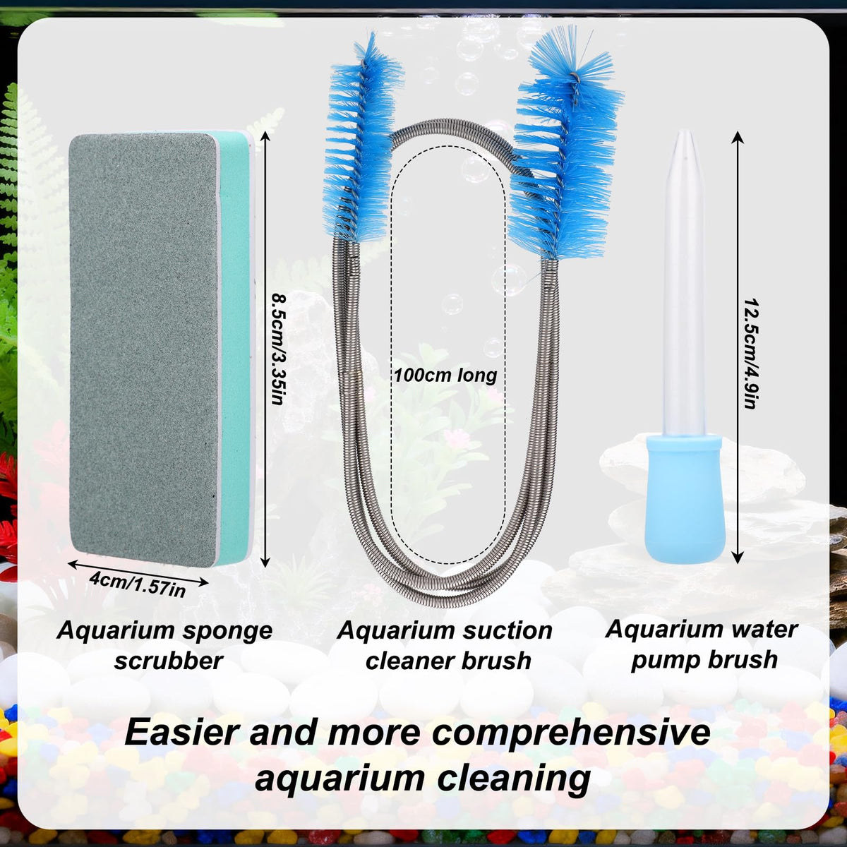 Aquarium Cleaning Tools Kit with Sponge Scrubbers and Brushes U139