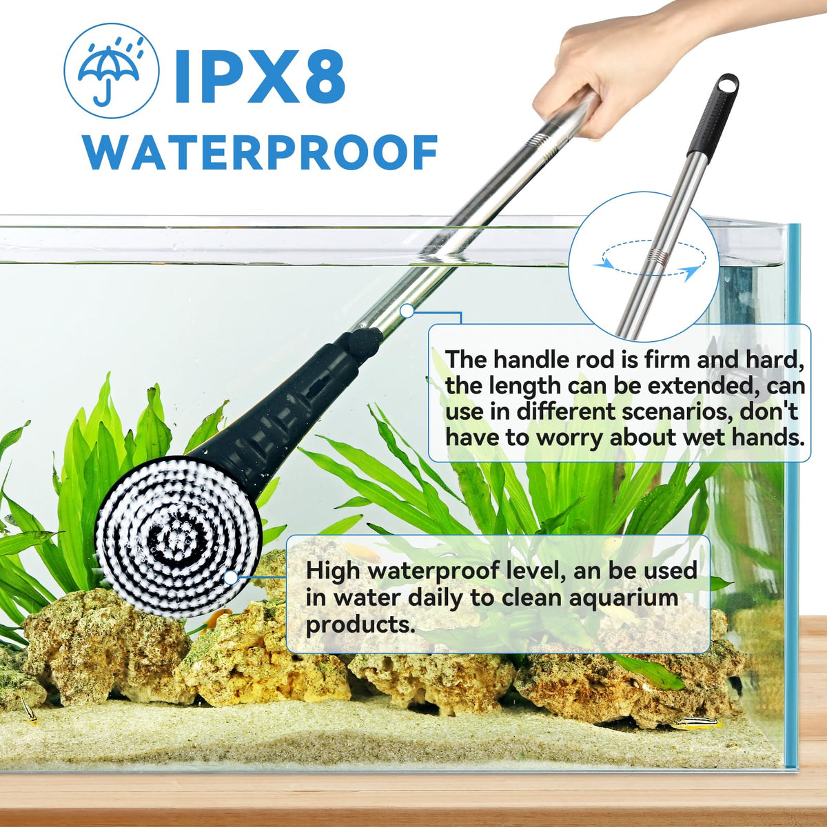 Electric Aquarium Cleaning Brushes with 6 Replaceable Brush Heads Q3862