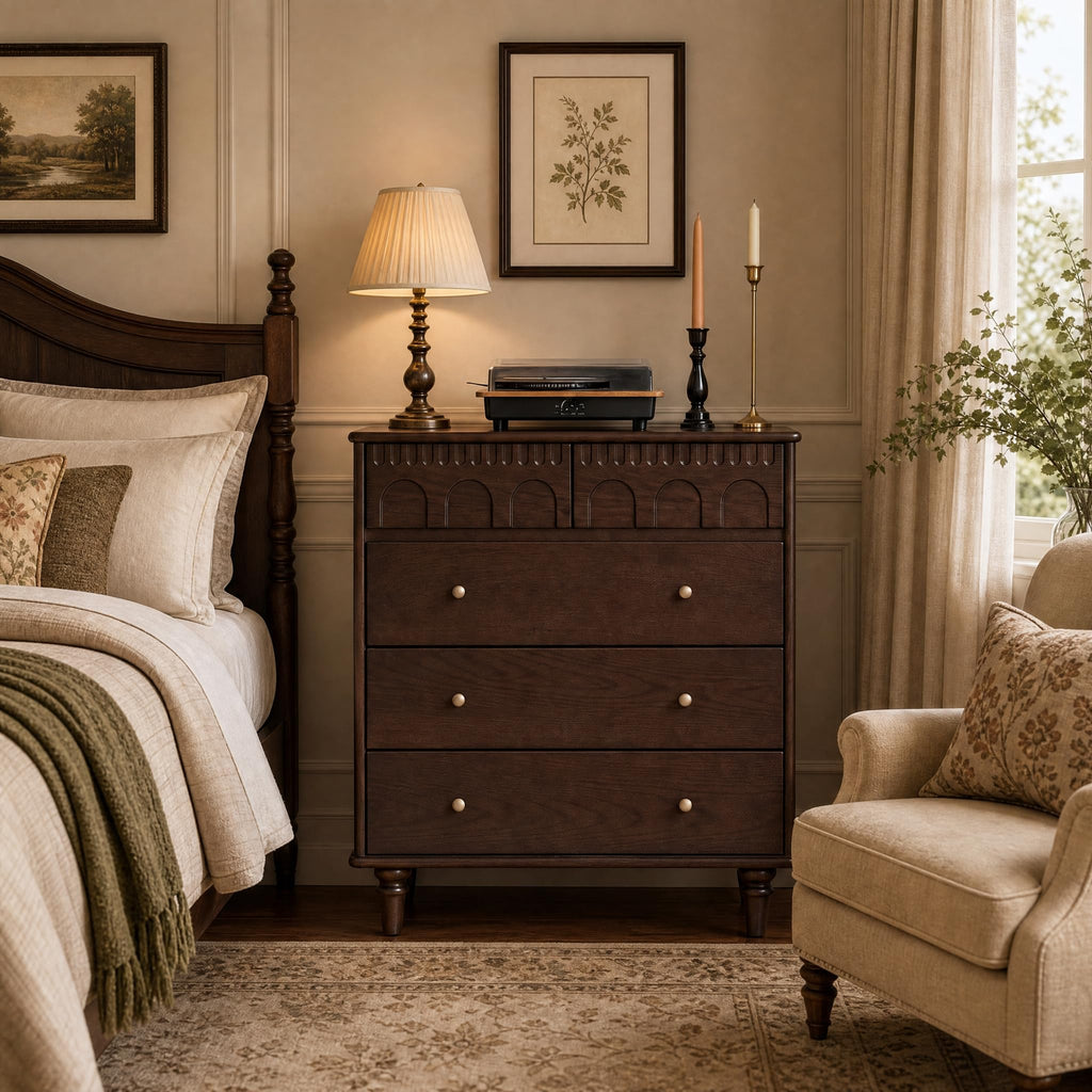 100% Solid Wood 5 Drawers Nightstand J64924