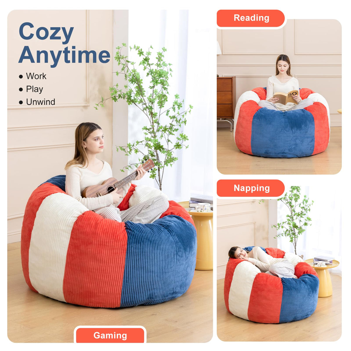 Shredded Foam Bean Bag Chair with Arms Q539733