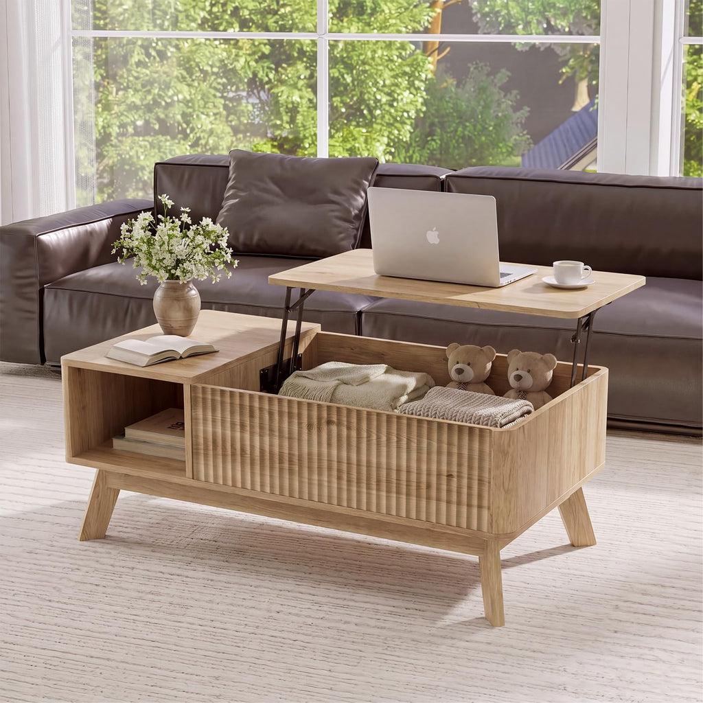 Lift Top Fluted Hidden Storage Coffee Table P310