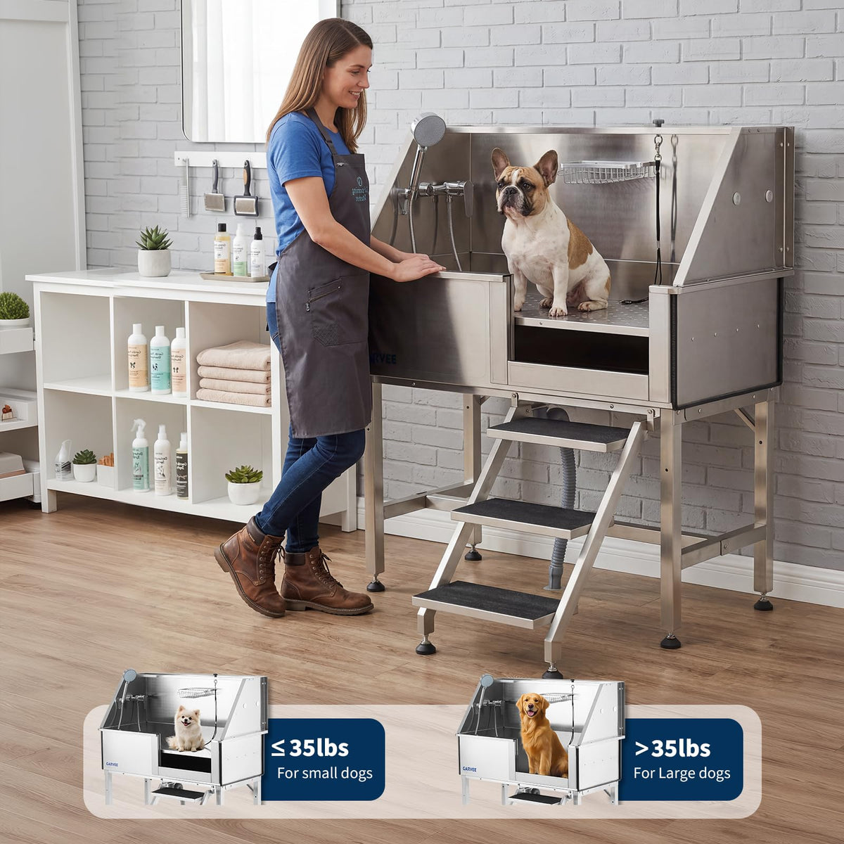 46 Inch Stainless Steel Dog Grooming Tub N797