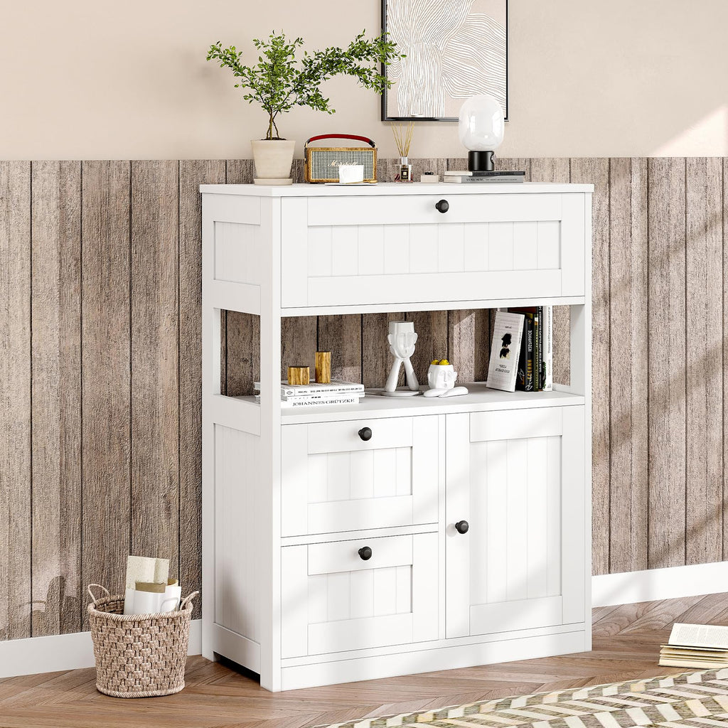 Bathroom Floor Storage Cabinet with 1 Door and 3 Drawers Y5455