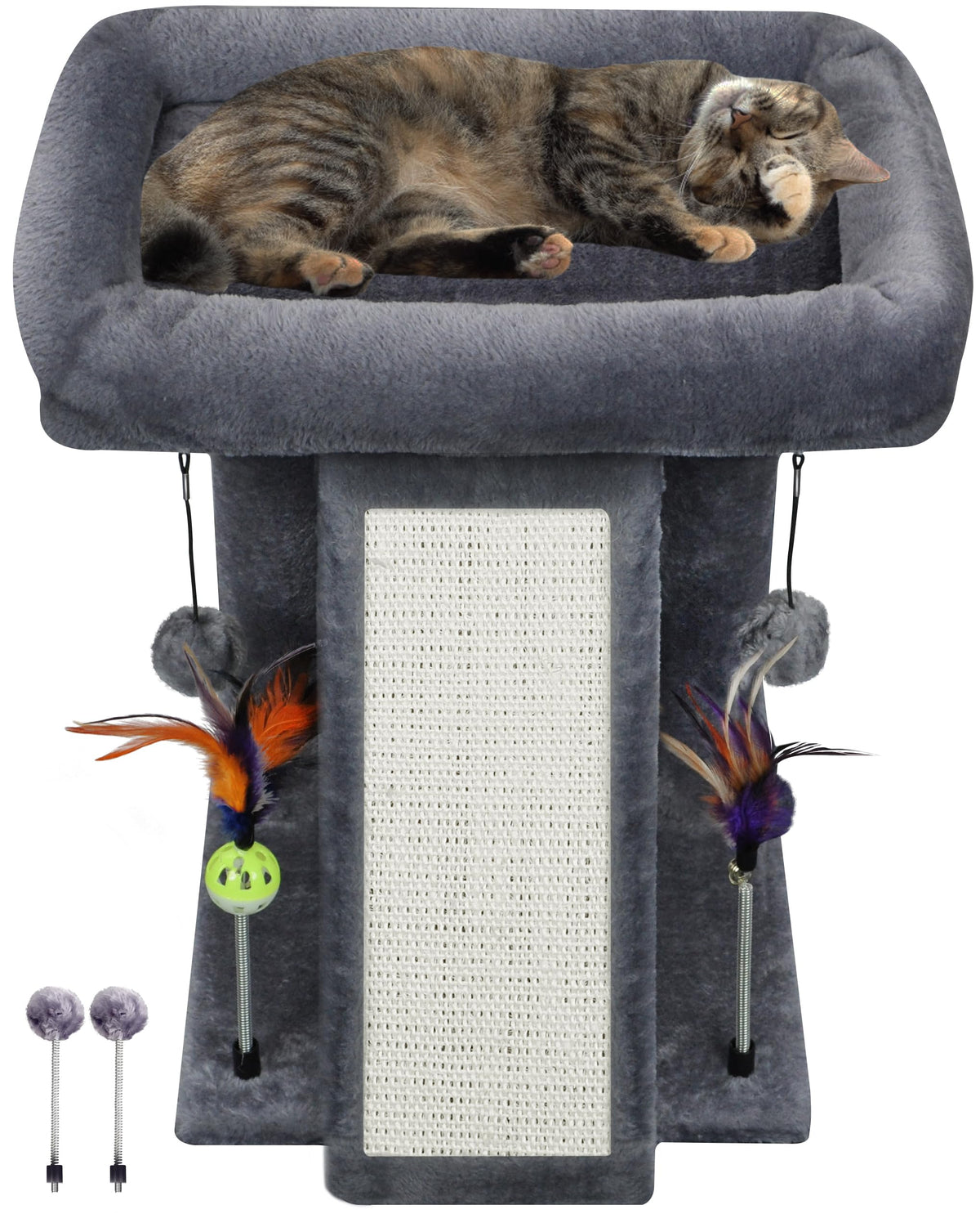 Grey Cat Tree Tower with Scratching Post C514528