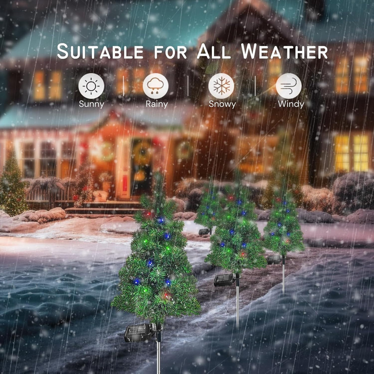 Solar Christmas Tree Garden Stake Lights Outdoor Waterproof M601