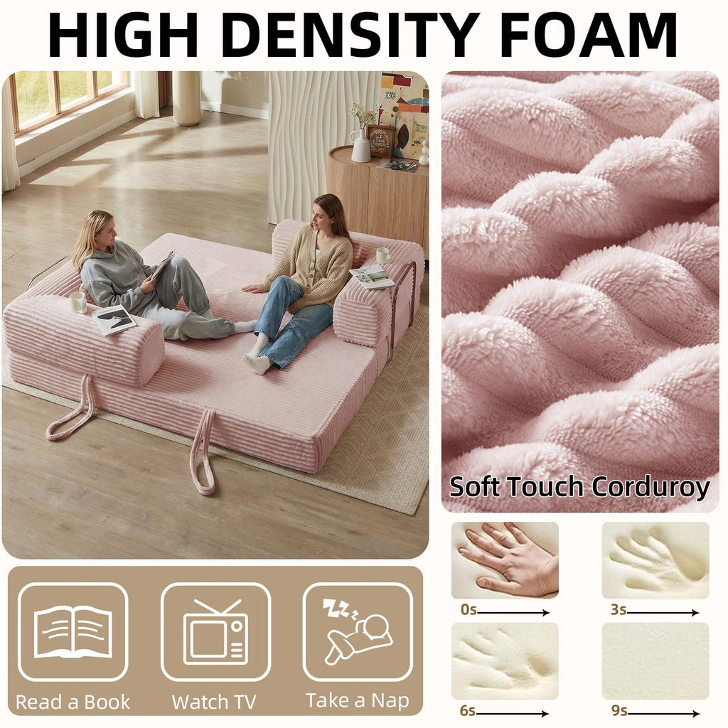 Pink 81 Inch Convertible Folding Sofa Bed K13912