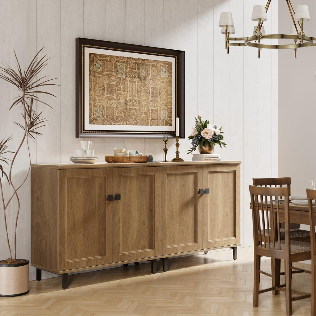 Oak Buffet Sideboard Cabinet with Adjustable Shelves Q7925