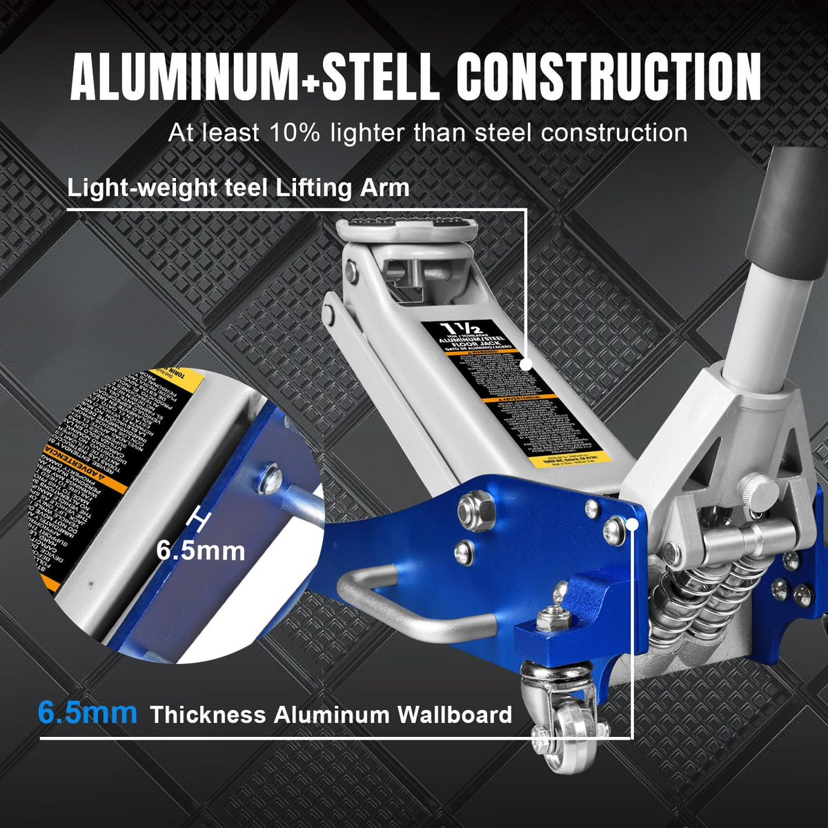 1.5 Ton Aluminum Steel Low Profile Hydraulic Floor Jack N977