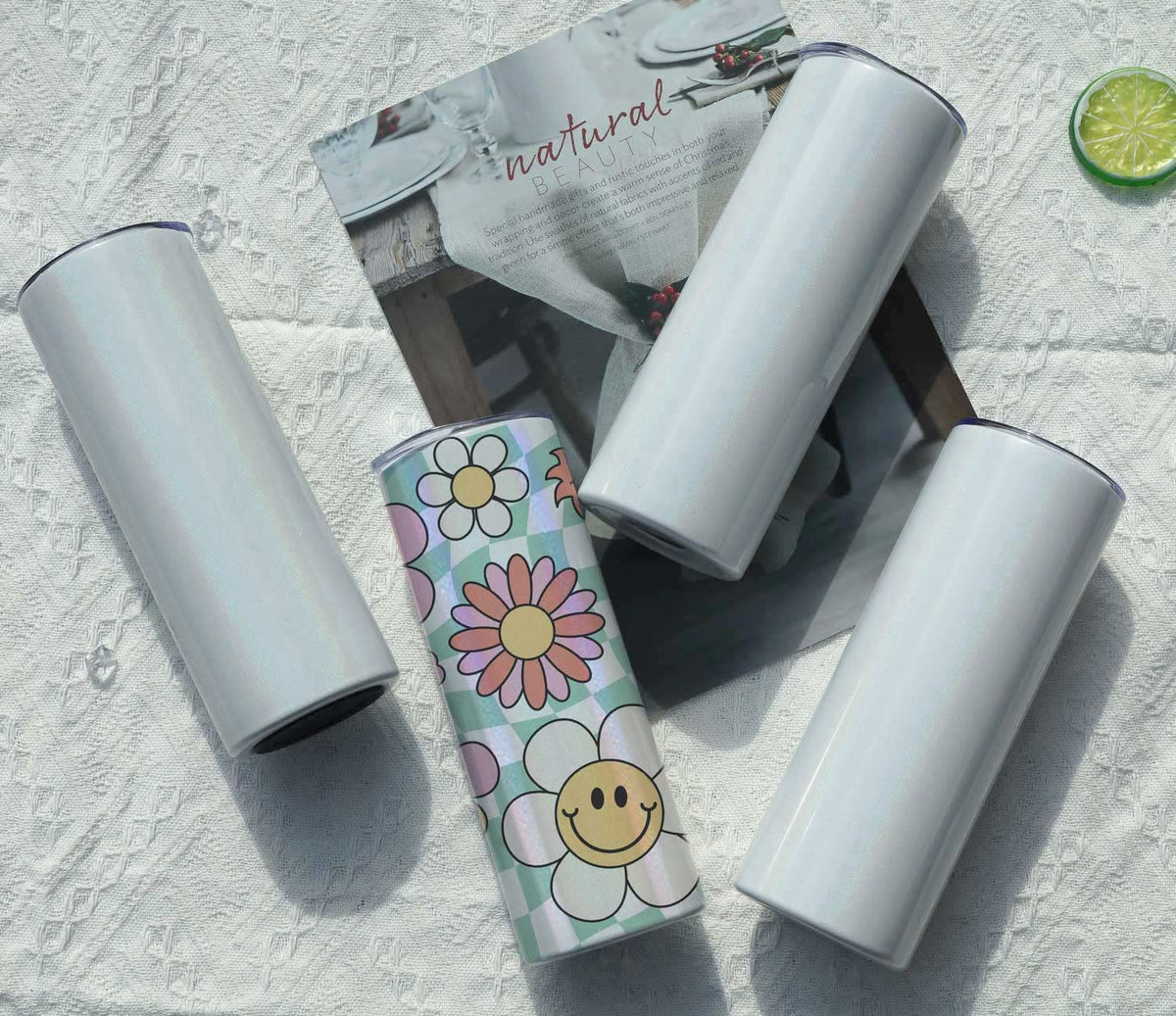 20 Oz 8 Pack Stainless Steel Glitter Sublimation Tumblers W2840