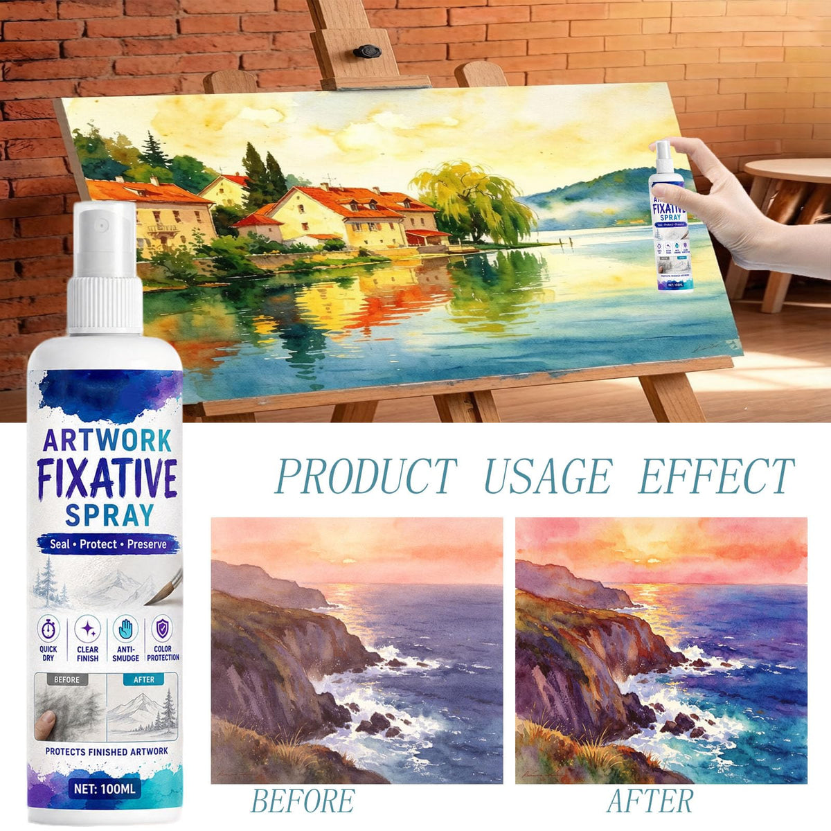 Quick-Dry Smudge-Proof Clear Matte Fixative Spray (7PCS) W17350