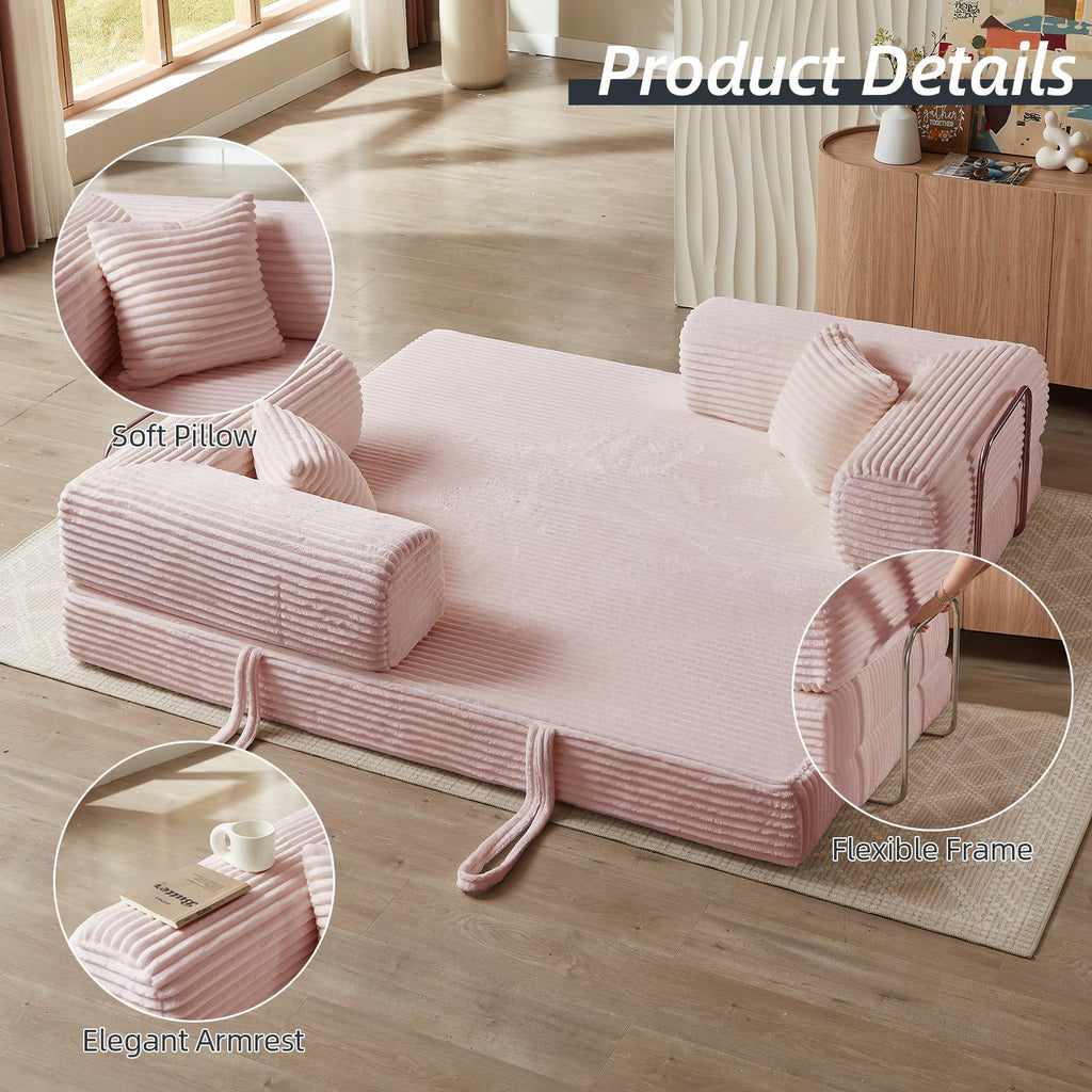 Pink 81 Inch Convertible Folding Sofa Bed K13912