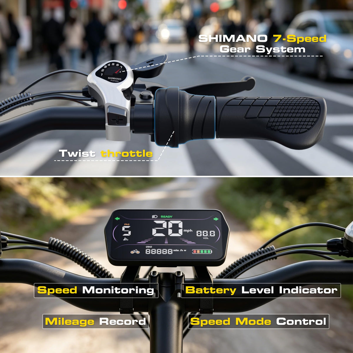 1000W Peak Motor 60+ Miles Fat Tire Electric Bike with 48V 13Ah Removable Battery S4208