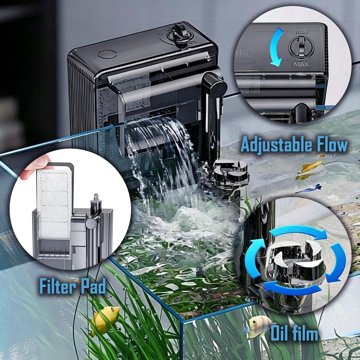1.5 Gallon Glass Aquarium Starter Kit with Filter and LED Light T7208