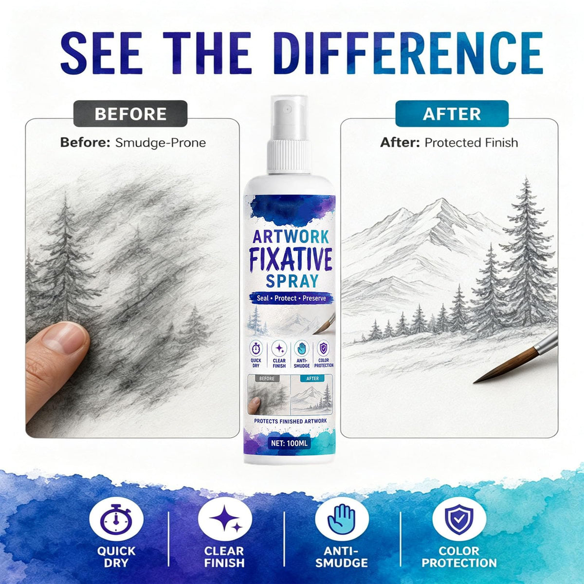 Quick-Dry Smudge-Proof Clear Matte Fixative Spray (7PCS) W17350