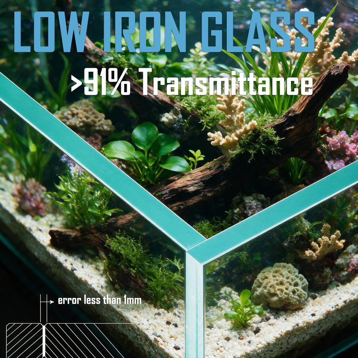 1.5 Gallon Glass Aquarium Starter Kit with Filter and LED Light T7208