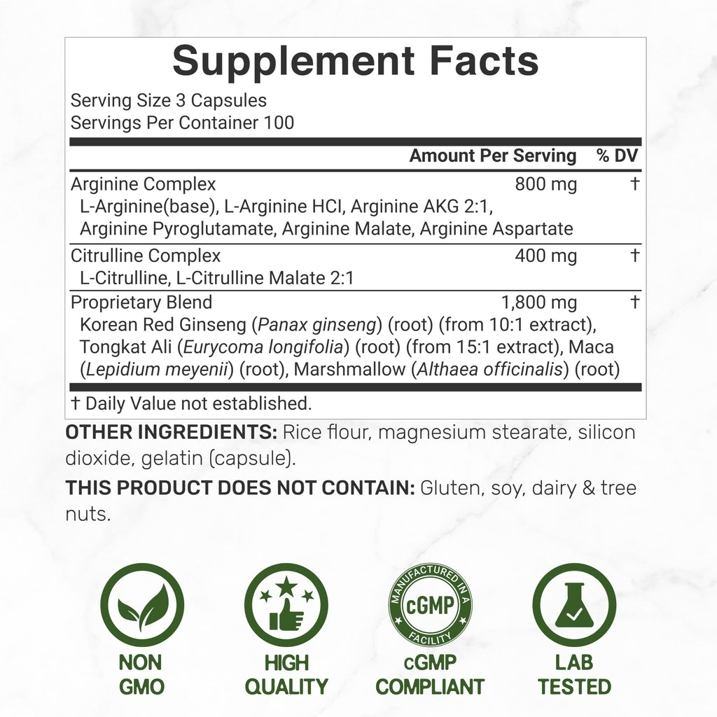 3,000mg 300 Capsules Nitric Oxide Supplement V507358