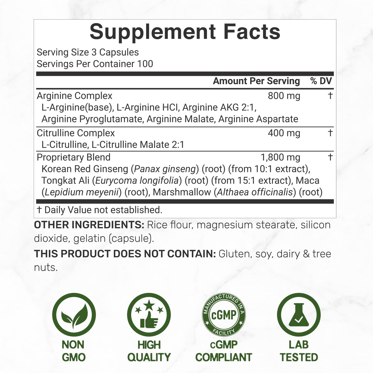 3,000mg 300 Capsules Nitric Oxide Supplement V507358