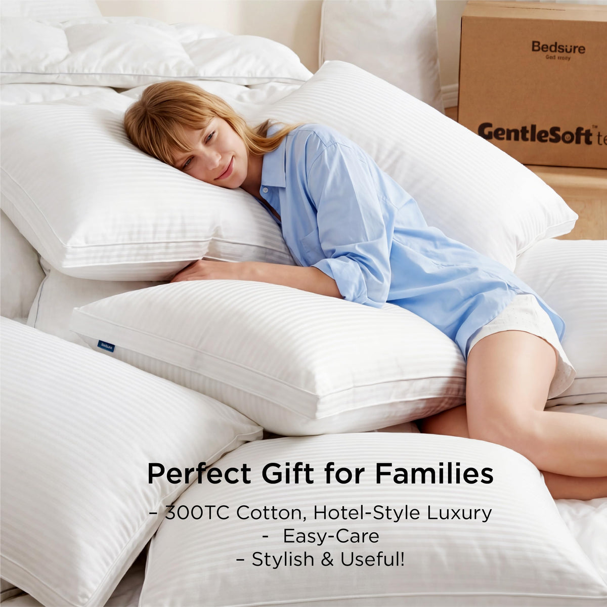 King Size Set of 2 Cotton Pillows S79460