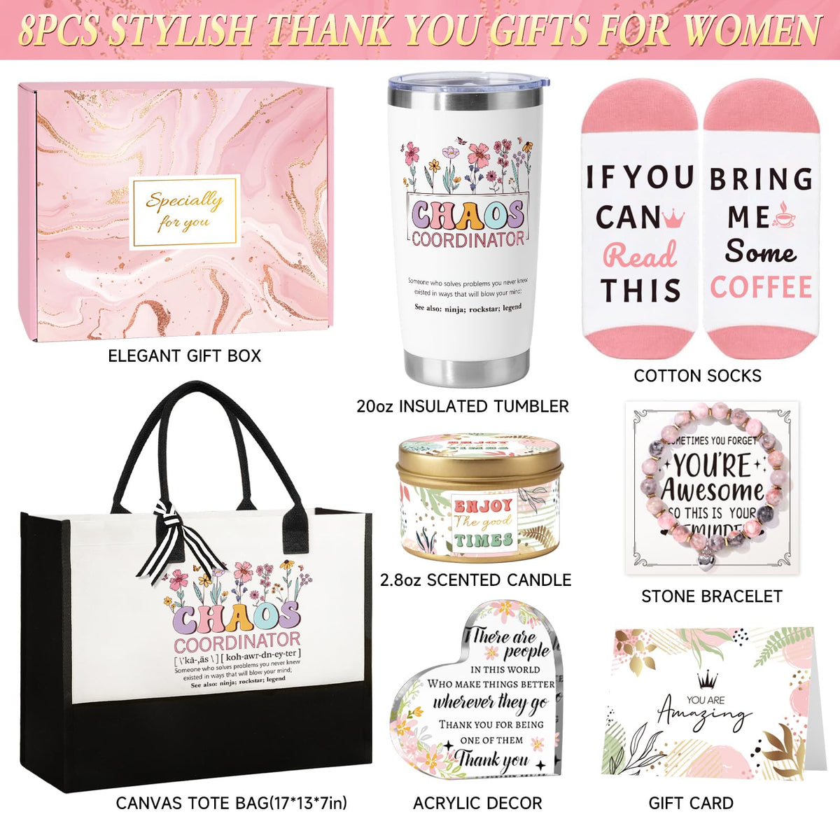 Appreciation Gift Basket with Tumbler Canvas Tote Bag J746396