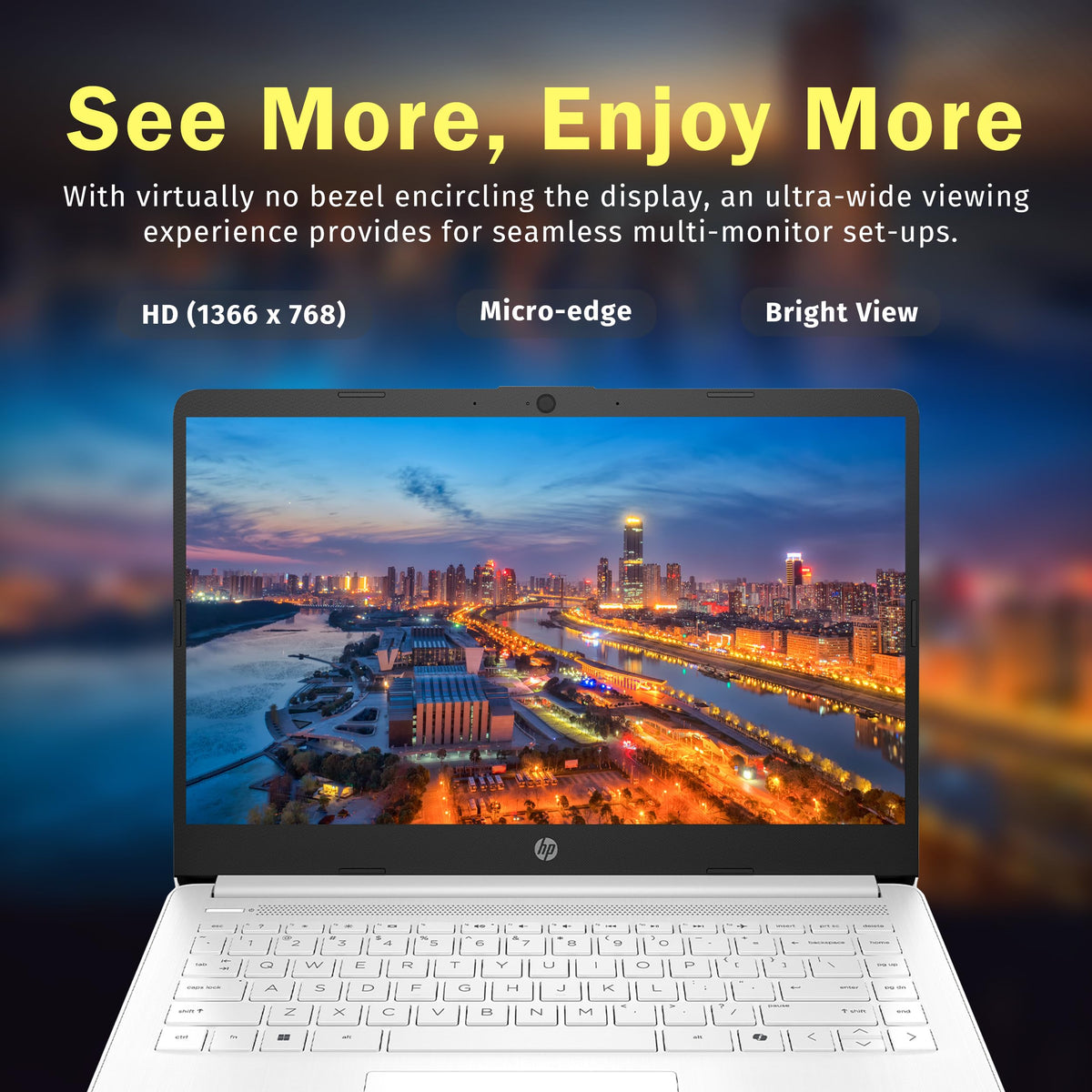 14" HD Laptop, Intel Celeron N4500, 4GB DDR4 RAM, 64GB eMMC, White Z72645