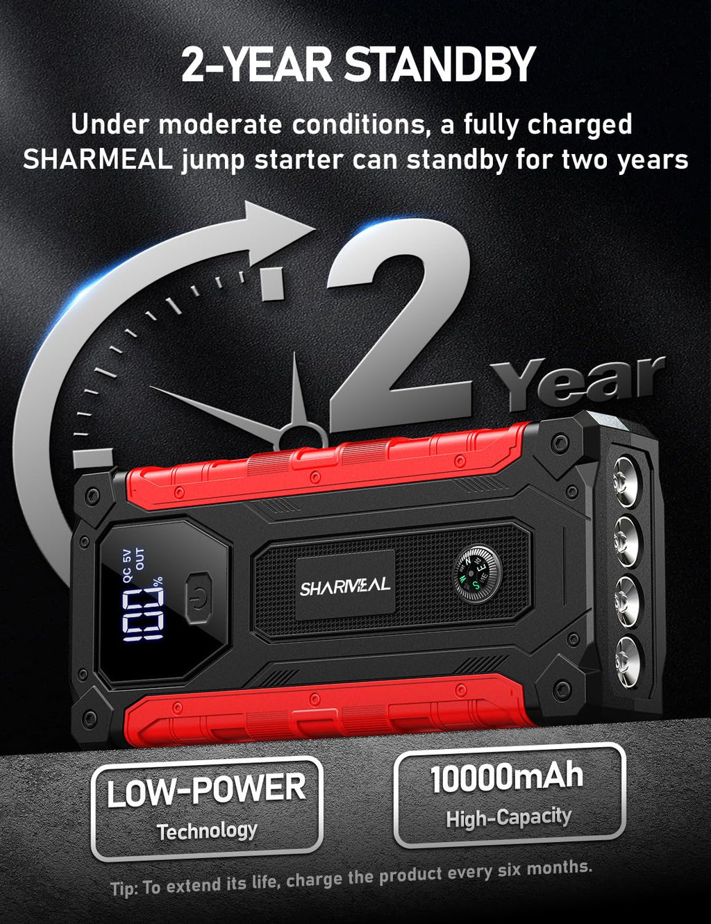 8000A 12V Portable Jump Starter with PD 30W Charger V698400
