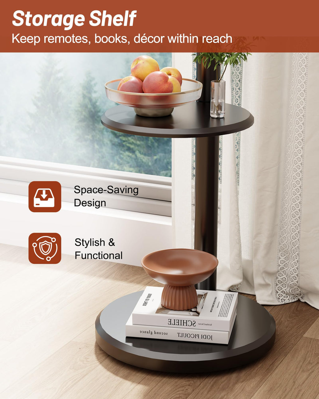 Rolling TV Stand with Shelf and Hidden Wheels U618244