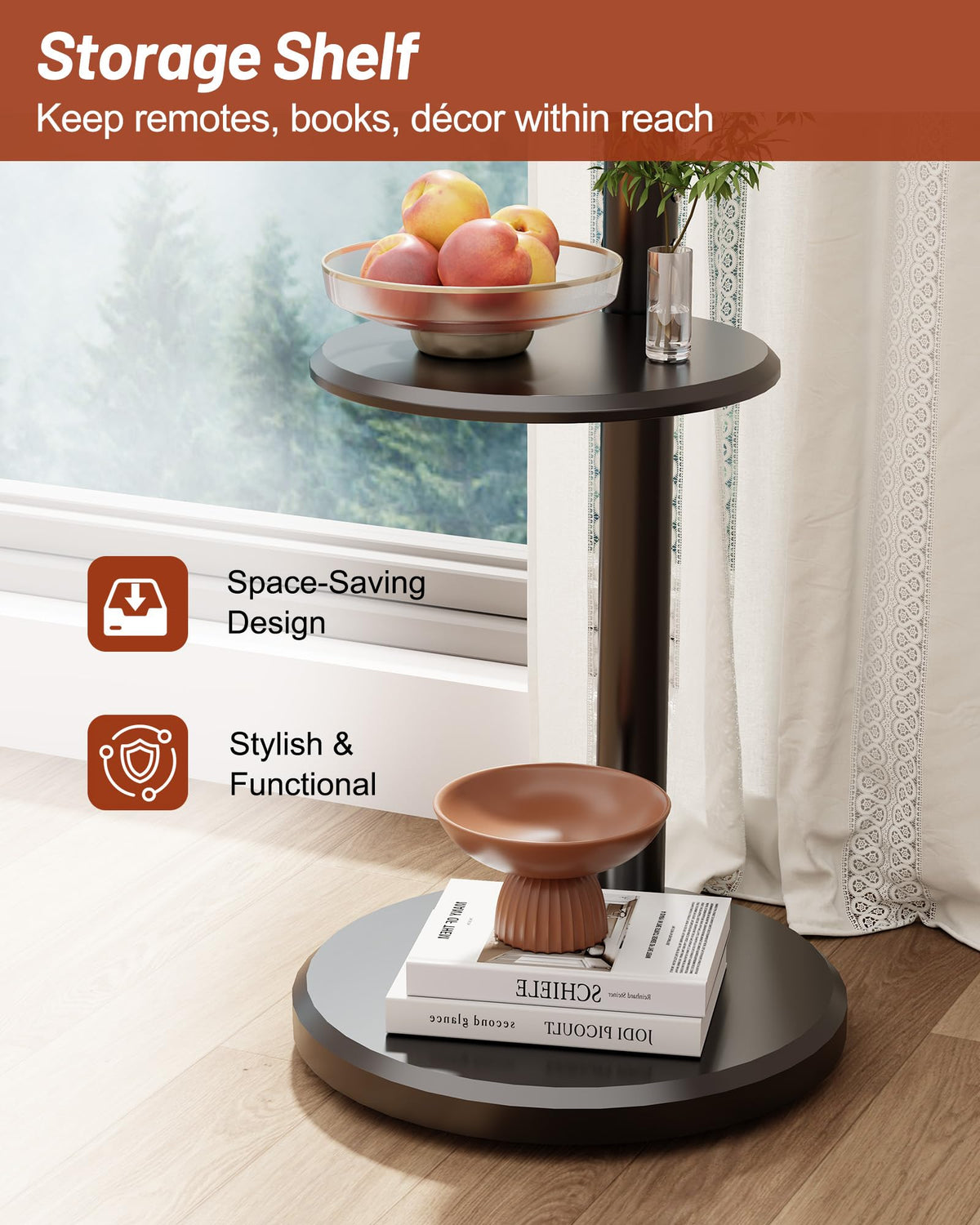 Rolling TV Stand with Shelf and Hidden Wheels U618244