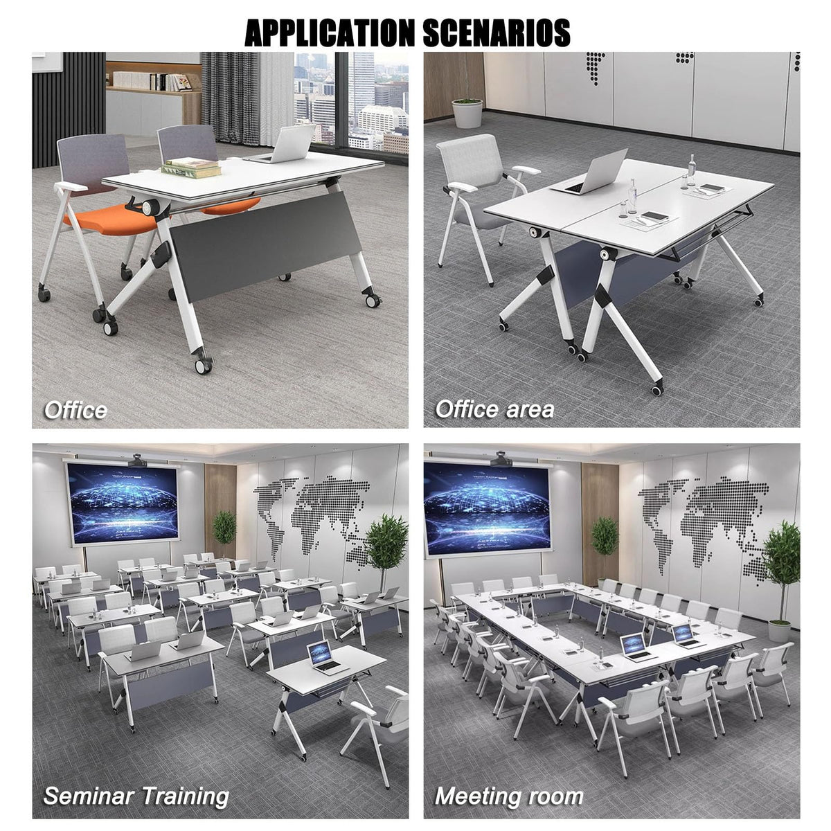 Folding Conference Table with Wood Top & Metal Frame A480011