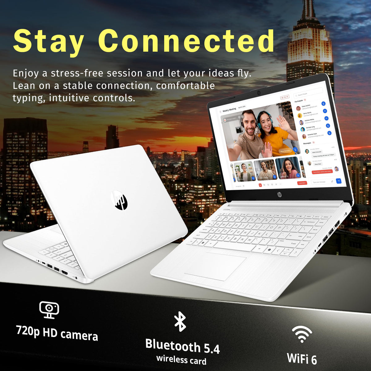14" HD Laptop, Intel Celeron N4500, 4GB DDR4 RAM, 64GB eMMC, White Z72645