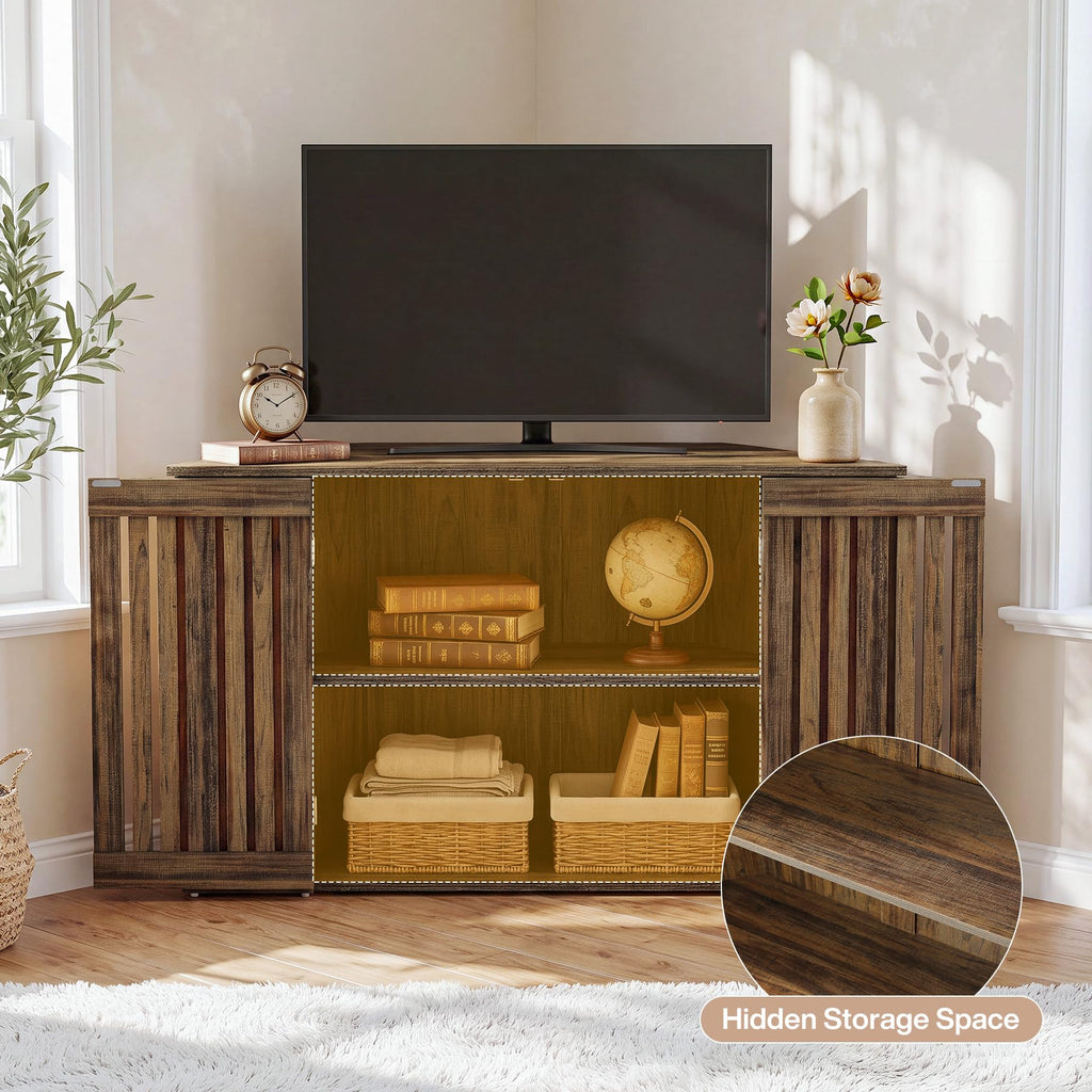 53" Farmhouse Corner TV Stand with Storage O3393