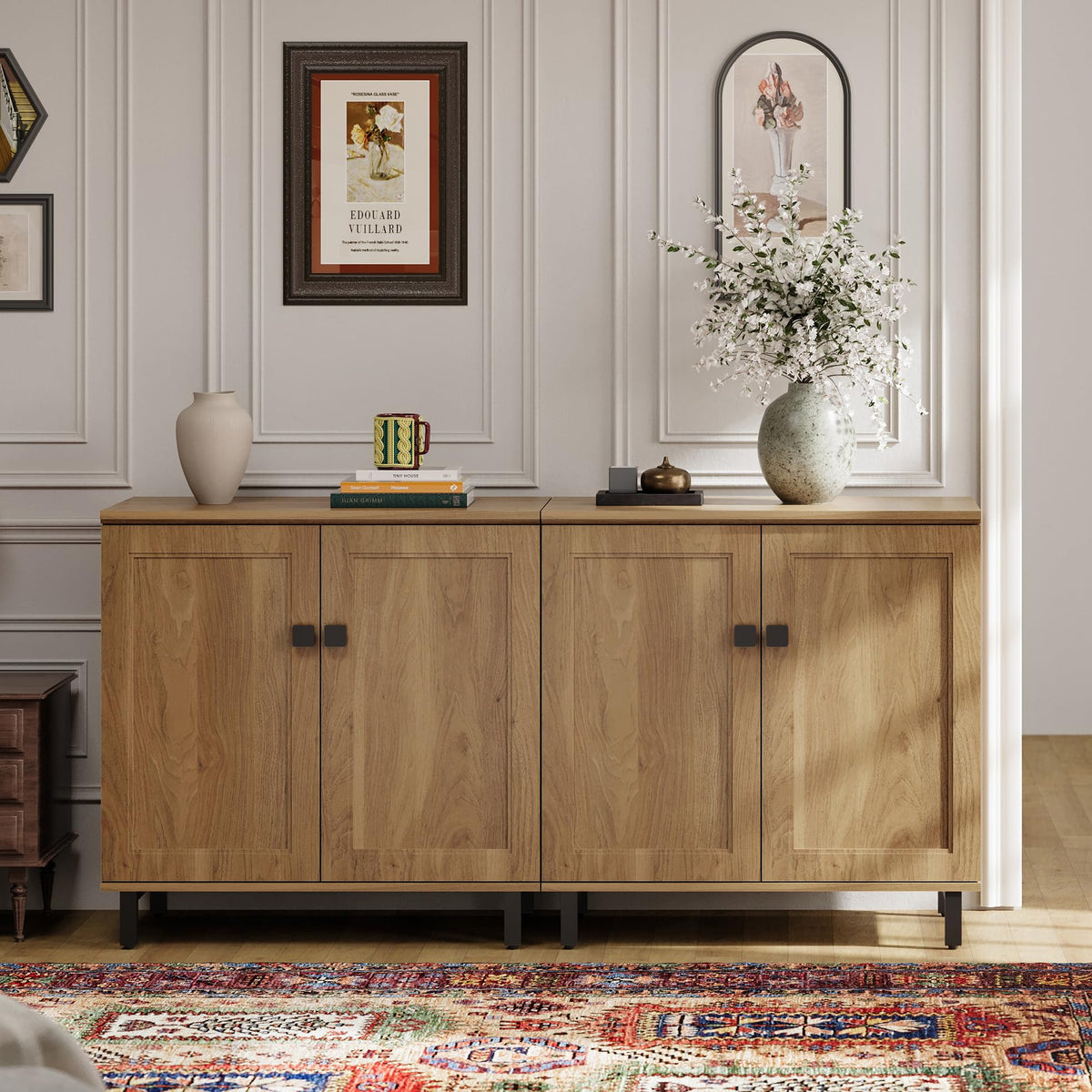 Oak Buffet Sideboard Cabinet with Adjustable Shelves Q7925