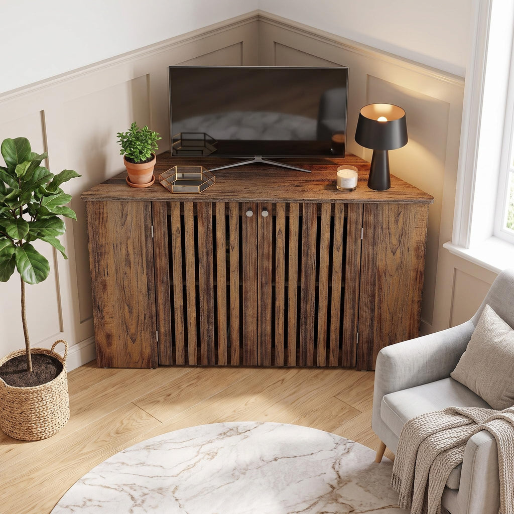 53" Farmhouse Corner TV Stand with Storage O3393