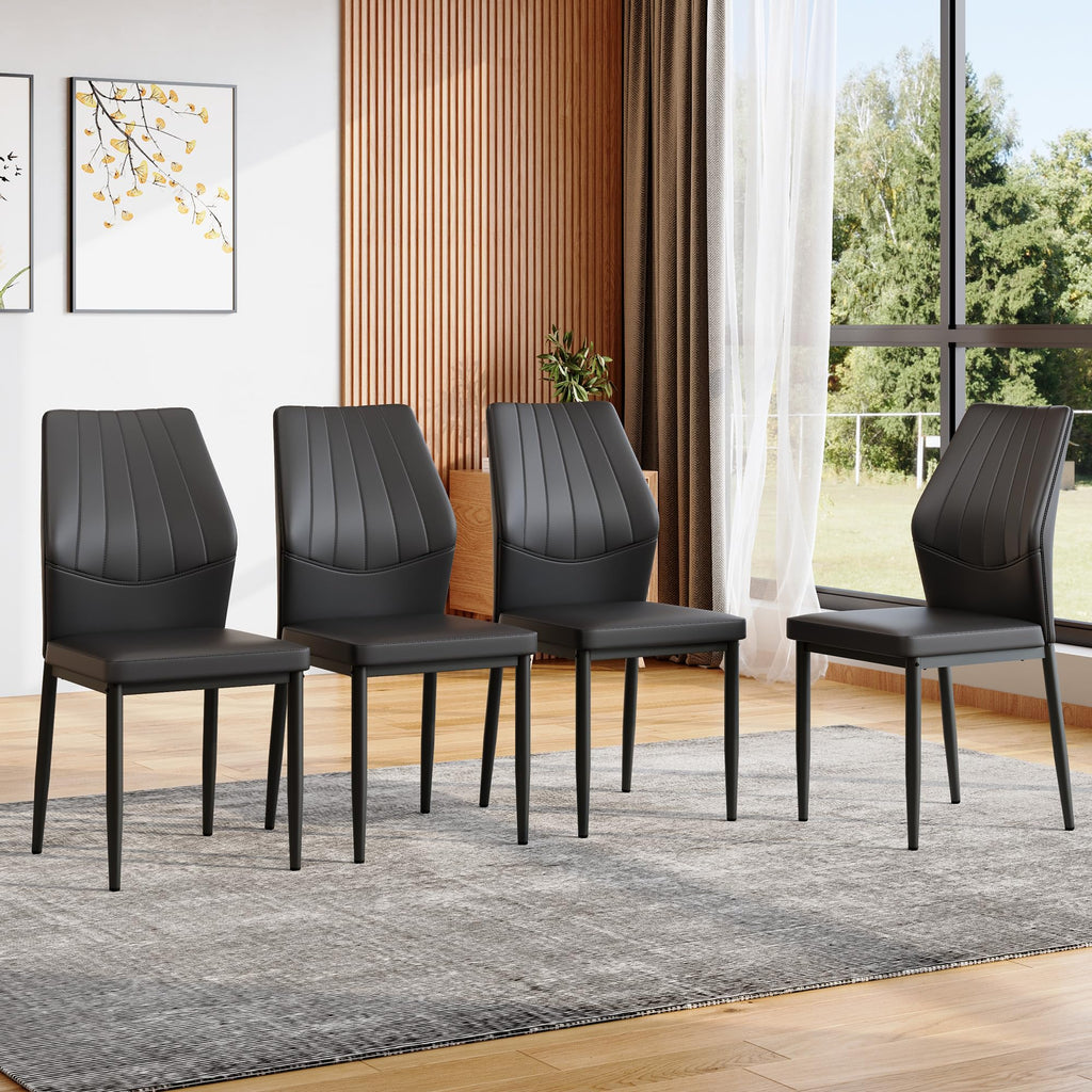 Black PU Leather Dining Chairs Set of 4 U247