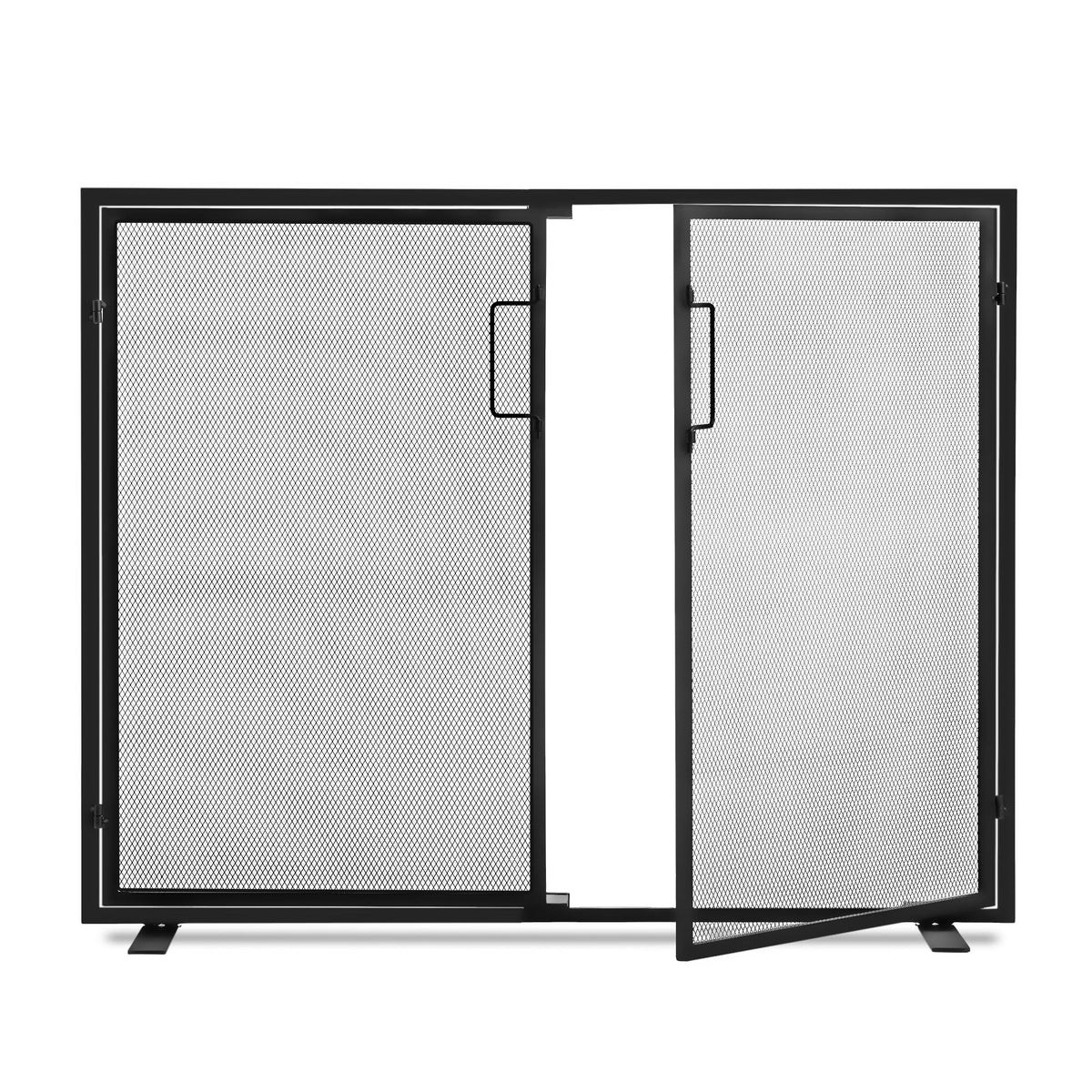 Black 2 Panel Fireplace Screen with Hinged Doors D6510