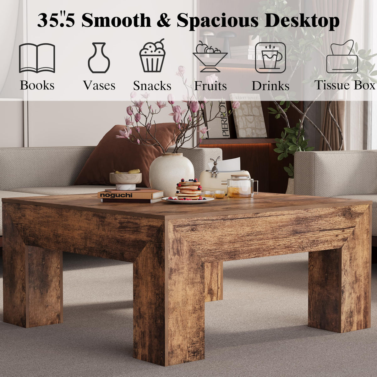 35" Wooden Square Coffee Table G262
