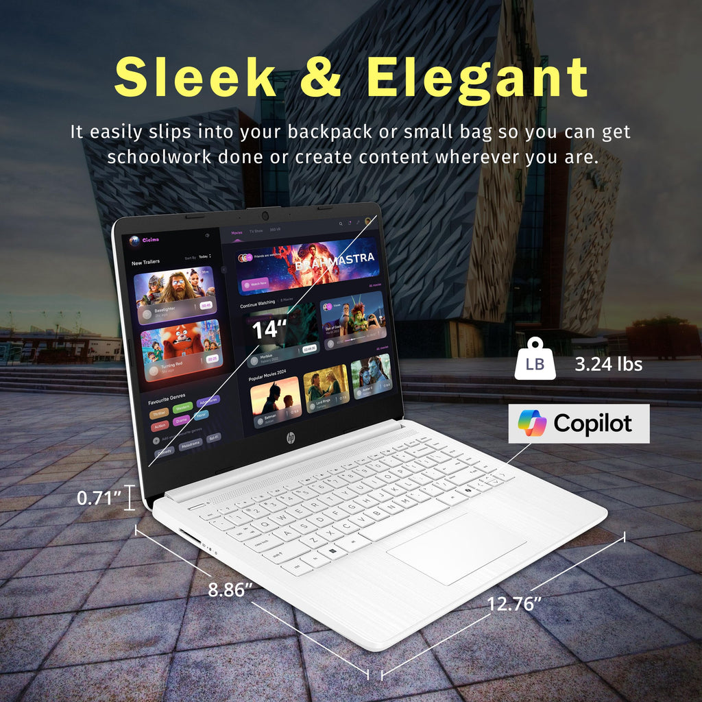 14" HD Laptop, Intel Celeron N4500, 4GB DDR4 RAM, 64GB eMMC, White Z72645